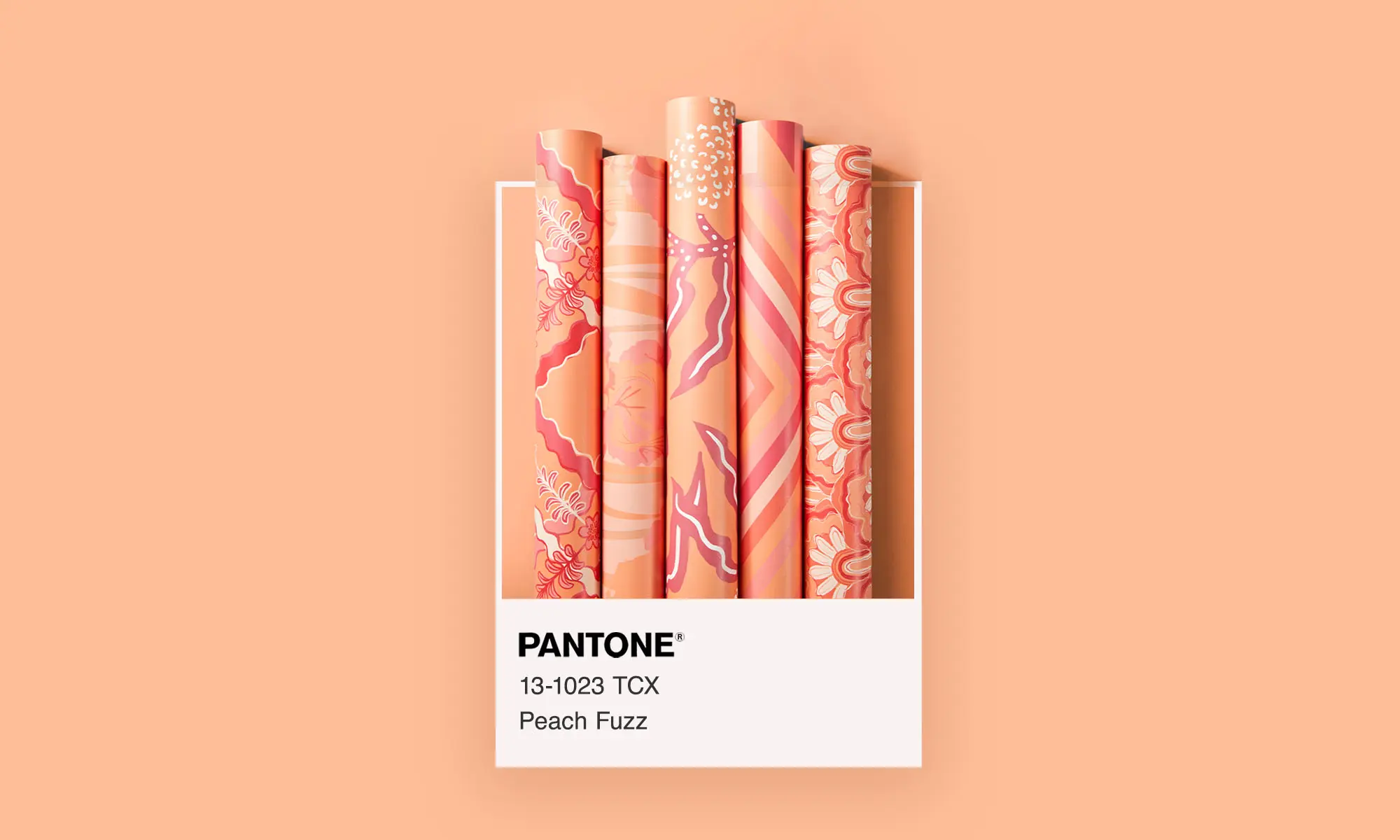 Spoonflower and pantone logos with a pantone wallpaper swatch.