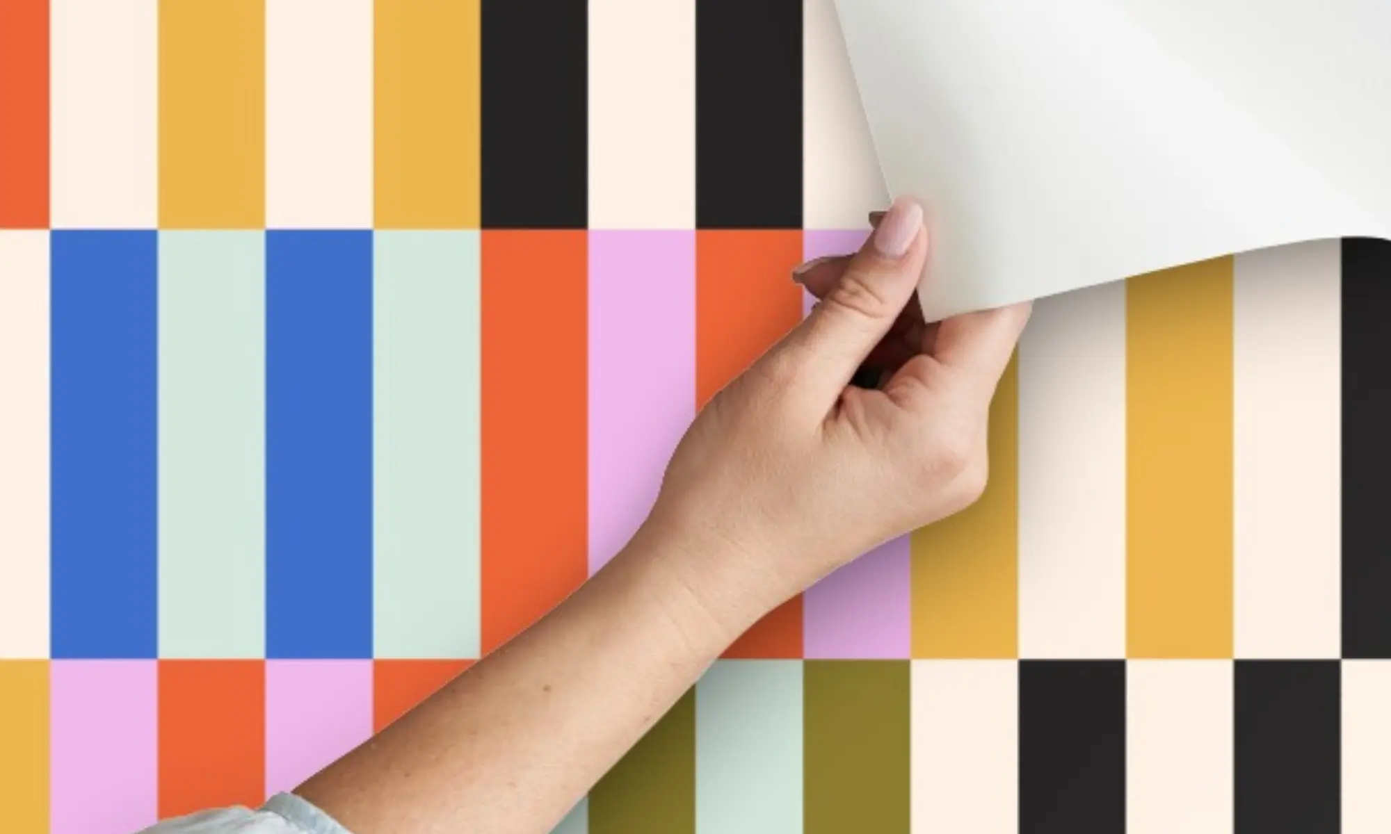 Peel and Stick wallpaper with color block print
