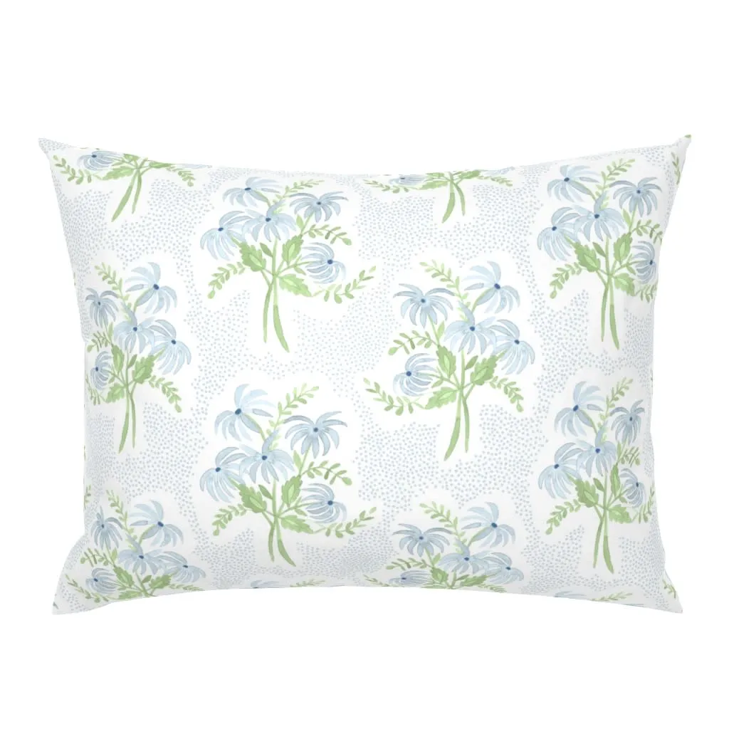 Blue floral standard pillow sham