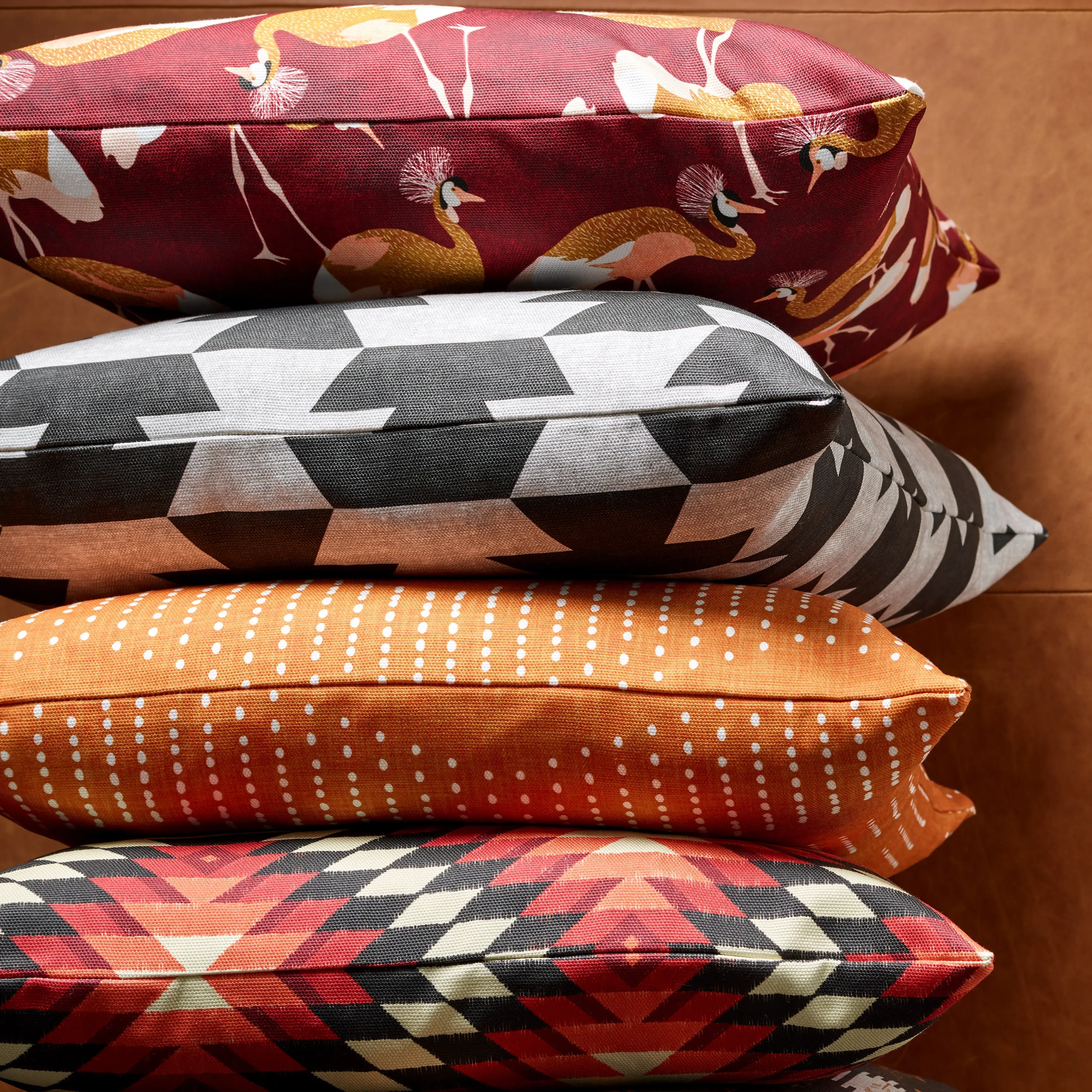 Stack of square throw pillows